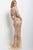 Jovani - Embellished Sheer Bateau Dress 40487 in Neutral