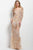 Jovani - Embellished Sheer Bateau Dress 40487 in Neutral