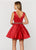 Ashley Lauren - 4049 Beaded Belt A-Line Cocktail Dress in Red