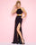 Mac Duggal Couture - 40518 Halter Fitted Long Dress with Slit In Black and Gold