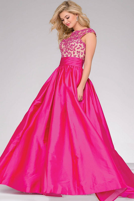 Jovani - Open Back Boat Neck Ballgown 40556