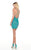 Rachel Allan Homecoming - 4057 Bedazzled Plunging V-neck Sheath Dress In Blue and Green