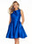 Ashley Lauren - 4057 Mikado Cocktail Dress with Overskirt in Blue