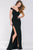 40582 Off Shoulder Surplice Jersey Dress