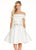 Ashley Lauren - 4058 Bedazzled Mikado Off-Shoulder A-line Dress in White