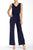 Muse - M2751M Cowl Neck Jersey Jumpsuit in Blue