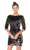 Sequined Bateau Sheath Cocktail Dress in Black and Gold