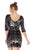 Sequined Bateau Sheath Cocktail Dress in Black and Gold