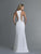 Saboroma - 4061 Embellished Deep V-neck Trumpet Dress In White