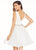 Ashley Lauren - 4061 Crystal Beaded Square Neck Organza Cocktail Dress in White