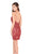 Rachel Allan Homecoming - 4064 Embroidered Halter Neck Sheath Dress In Red and Neutral
