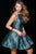 40655 Halter Neck Open Back Printed Party Dress