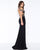 Cassandra Stone - 40687A Embellished High Neck Fitted Gown In Black and Multi-Color