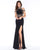 Cassandra Stone - 40687A Embellished High Neck Fitted Gown In Black and Multi-Color
