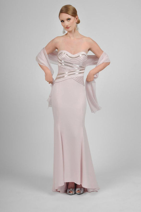 Daymor Couture - Beaded Sweetheart Trumpet Dress 406 in Pink