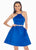 Ashley Lauren - 4071 Satin Halter Neck Crystal Beaded Belt Short Dress In Blue