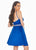 Ashley Lauren - 4071 Satin Halter Neck Crystal Beaded Belt Short Dress In Blue