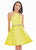 Ashley Lauren - 4071 Satin Halter Neck Crystal Beaded Belt Short Dress In Yellow