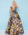Mac Duggal - 40727H Plunging Off Shoulder Floral Ballgown In Blue and Floral