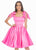 Ashley Lauren - 4072 Bow Adorned Shoulder A-line Dress In Pink