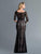 Saboroma - 4072 Lace Applique Bateau Trumpet Dress In Black