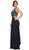 Eureka Fashion - 4073 Sleeveless Beaded Halter Jersey Sheath Dress in Blue