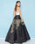 Mac Duggal - 40737H Floral Appliqued Strapless Ballgown In White and Black