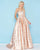 Mac Duggal - 40751H Sweetheart Pleated Ballgown In Pink and Gold