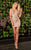 Rachel Allan Homecoming - 4076 Embroidered V-Neck Sheath Dress In Pink and Gold