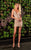 Rachel Allan Homecoming - 4076 Embroidered V-Neck Sheath Dress In Pink and Gold