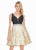 Ashley Lauren - 4076 Plunging V-Neck A-Line Cocktail Dress In Black and Gold