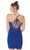Embellished Halter Sheath Jersey Dress in Blue