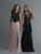 Saboroma - 4077 Embellished Bateau Trumpet Dress With Slit In Neutral and Black