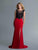 Saboroma - 4077 Embellished Bateau Trumpet Dress With Slit