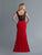 Saboroma - 4077 Embellished Bateau Trumpet Dress With Slit