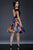 Black Top with Print Satin Fit and Flare Dress  M504