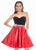Ashley Lauren - 4078 Crystal Beaded Velvet Satin A-line Dress In Black and Red