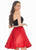 Ashley Lauren - 4078 Crystal Beaded Velvet Satin A-line Dress In Black and Red