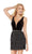 Alyce Paris - 4080 Velvet Deep V-neck Fringe Sheath Dress in Black