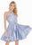 Ashley Lauren - 4081 Cut-In Halter Metallic A-Line Dress In Blue