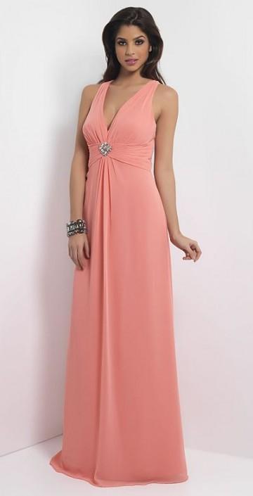 Alexia Designs - 4082 Chiffon Deep V-neck Sheath Dress In Orange