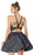 Jacquard Halter Neck A-line Dress in Blue