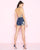Mac Duggal - 40856N Floral Embroidered Halter V-neck Romper in Blue and Floral