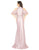 Mac Duggal - 40877R Lace Applique Cold Shoulder Evening Dress in Pink