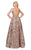Mac Duggal Ballgowns - 40887H Metallic Geometric Floral Halter Gown
