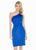 Ashley Lauren - 4088 Folded Asymmetrical Neck Satin Dress In Blue