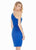 Ashley Lauren - 4088 Folded Asymmetrical Neck Satin Dress In Blue