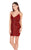 Rachel Allan Homecoming - 4089 Beaded Plunging V-neck Sheath Dress In Red