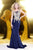 Shail K - Elegant Laced and Jeweled Scoop Neck Polyester Trumpet Gown 4089 in Blue