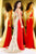 Shail K - Elegant Laced and Jeweled Scoop Neck Polyester Trumpet Gown 4089 in Red